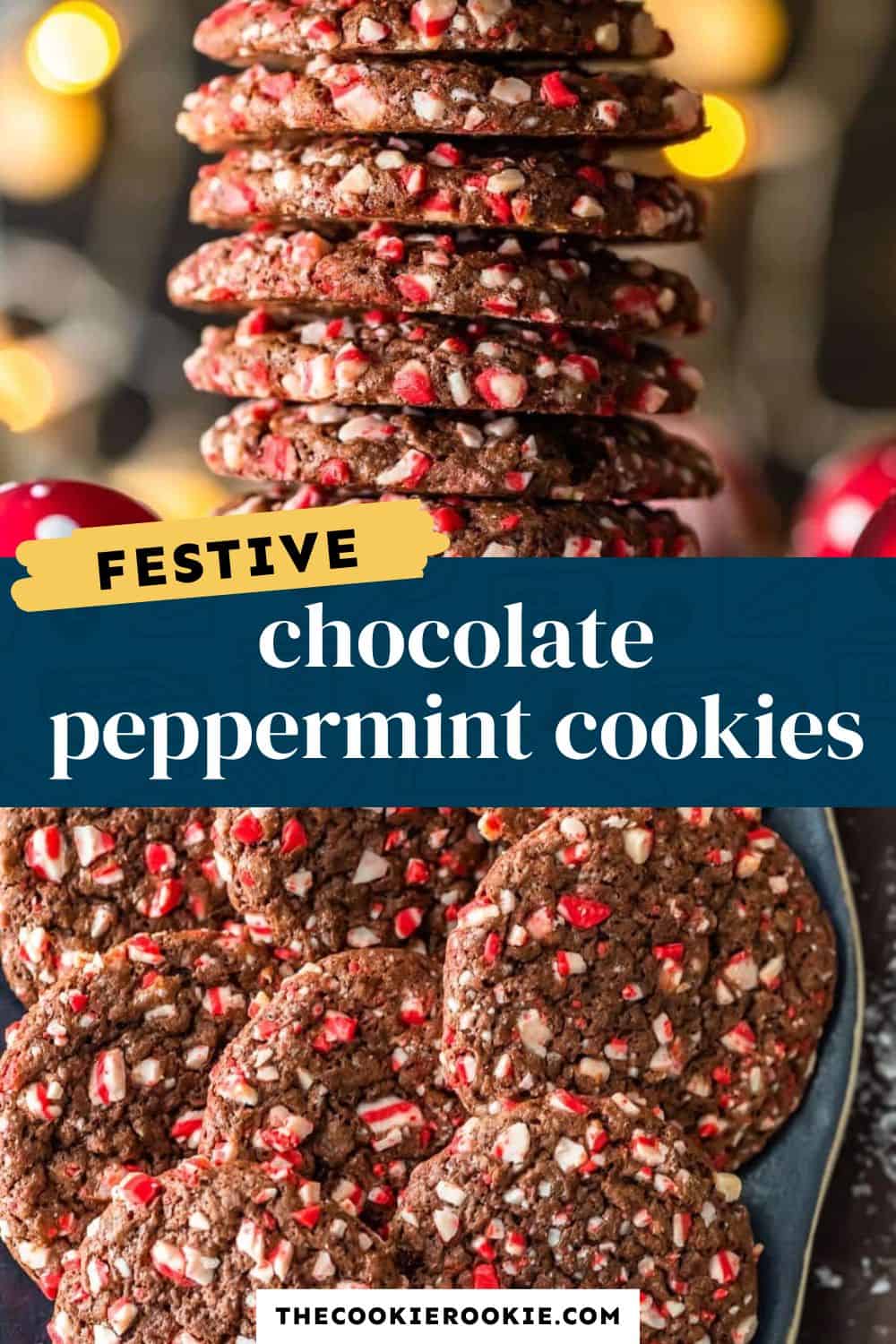 chocolate peppermint cookies pin image - 2