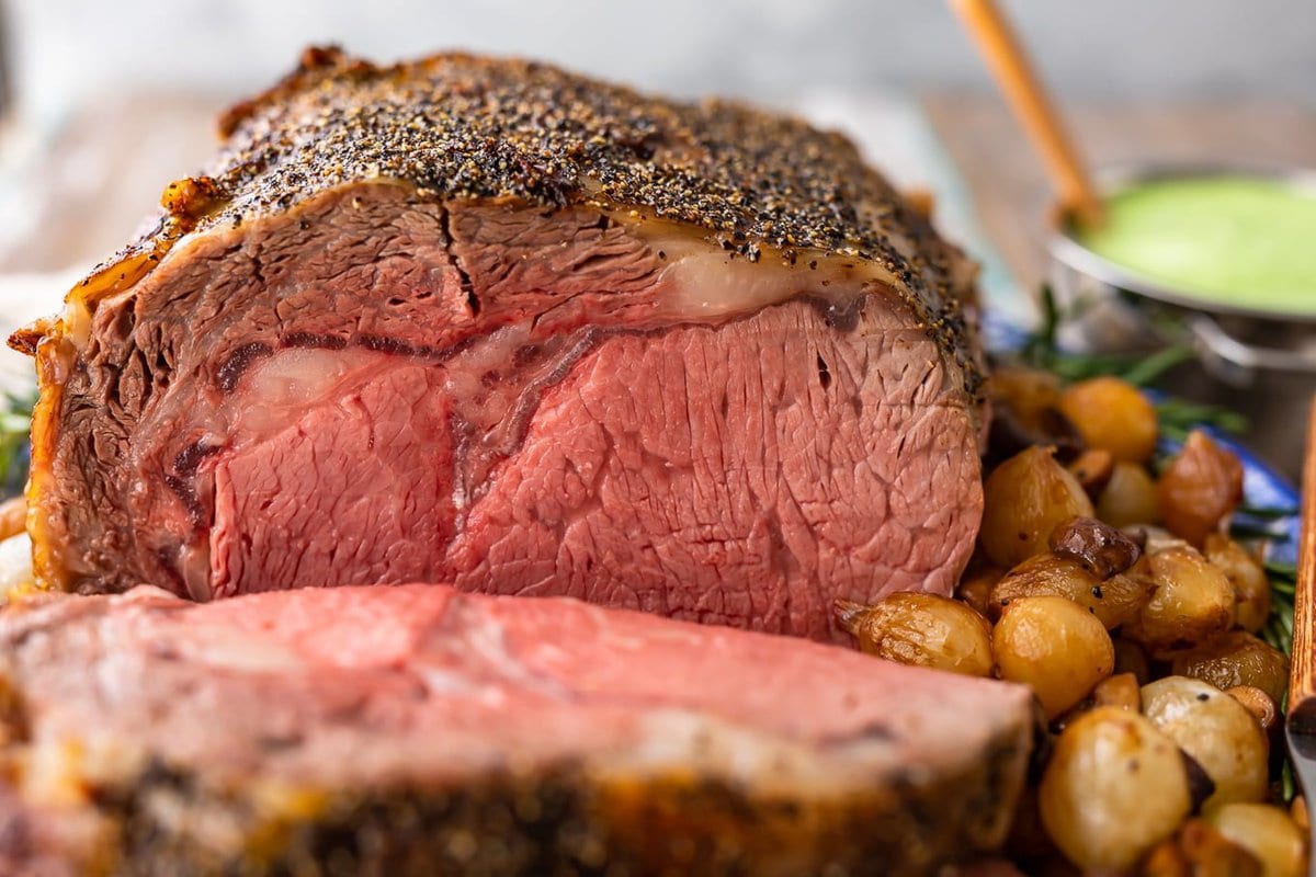 close up of prime rib roast