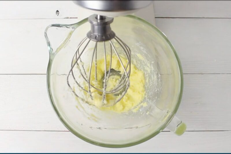 cream the butter in the bowl of stand mixer