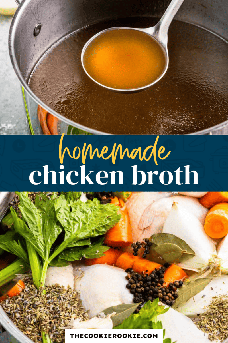 A pot of flavorful homemade chicken broth, waiting to be savored with a spoon.