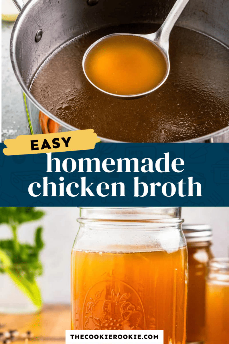 Quick chicken broth in a mason jar.