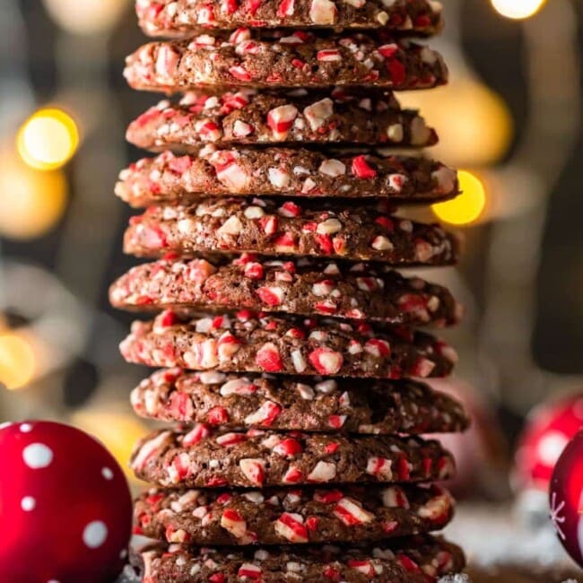 Chocolate Peppermint Cookies are a festive and delicious treat! These Peppermint Chocolate Crinkle Cookies are so chocolatey, with just the right amount of peppermint flavor. They're the perfect Christmas cookies!