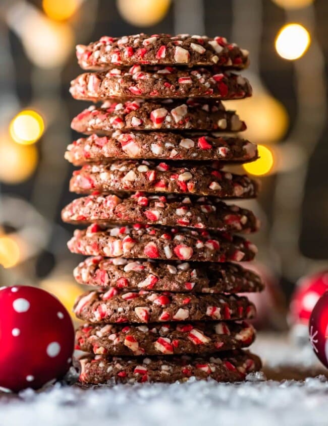 Chocolate Peppermint Cookies are a festive and delicious treat! These Peppermint Chocolate Crinkle Cookies are so chocolatey, with just the right amount of peppermint flavor. They're the perfect Christmas cookies!