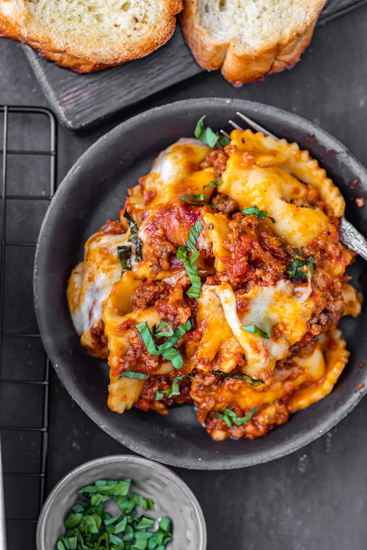 a plate of cheesy ravioli lasagna 