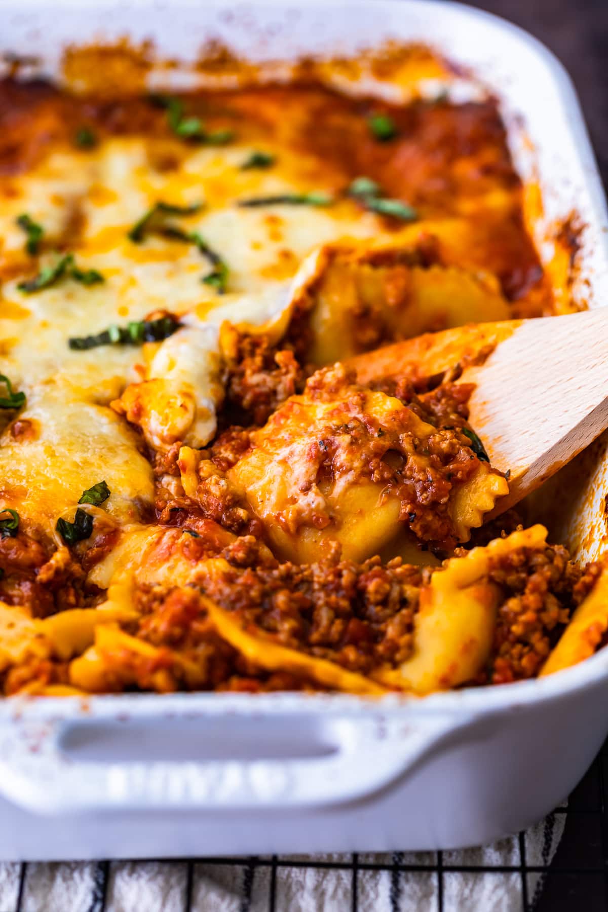 ravioli lasagna bake with sausage and cheese