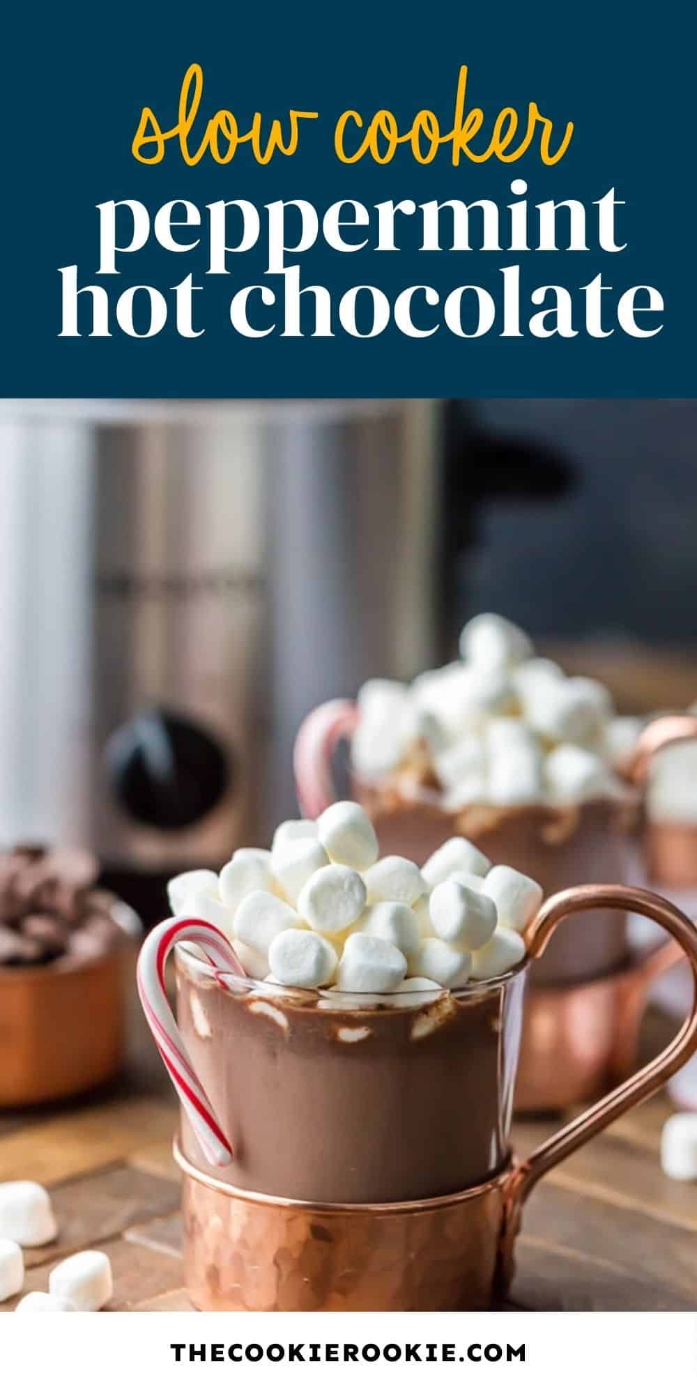 slow cooker peppermint hot chocolate pin image