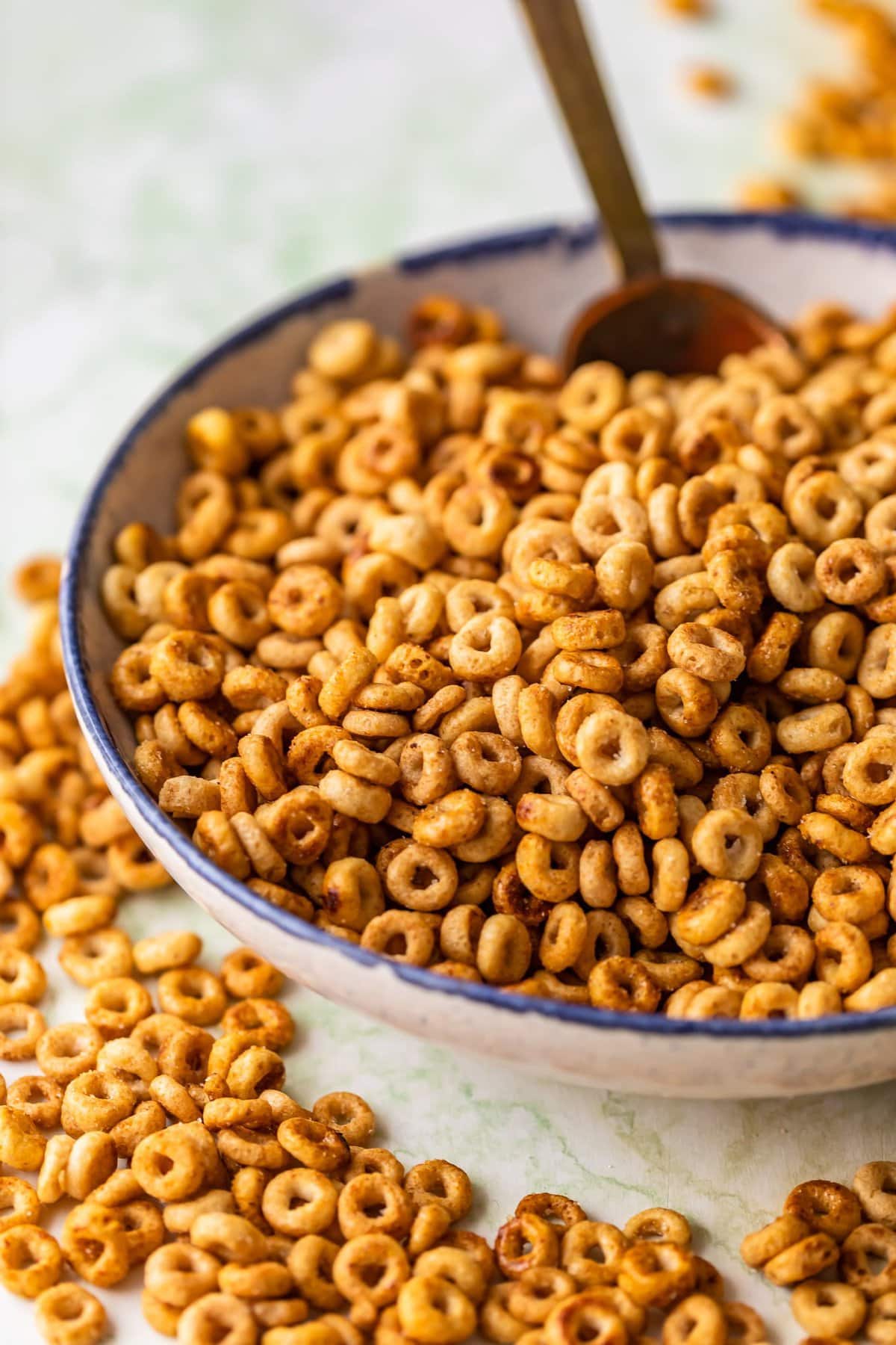 hot buttered cheerios recipe in a large bowl