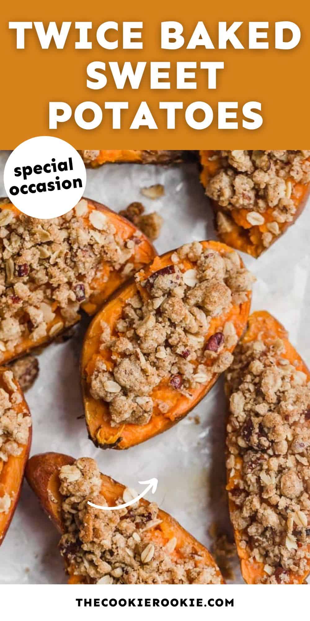 twice baked sweet potatoes pin image
