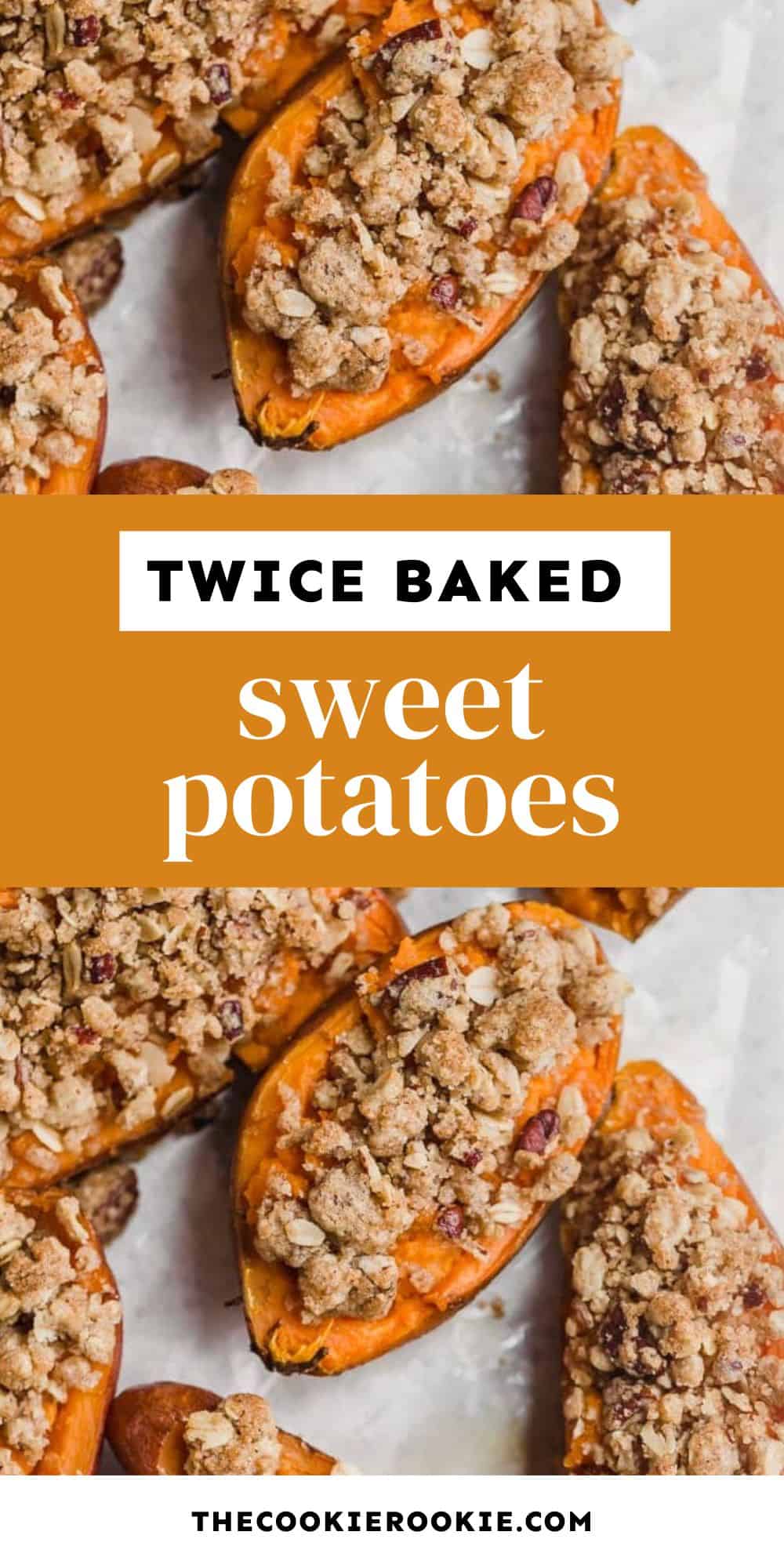 twice baked sweet potatoes pin image