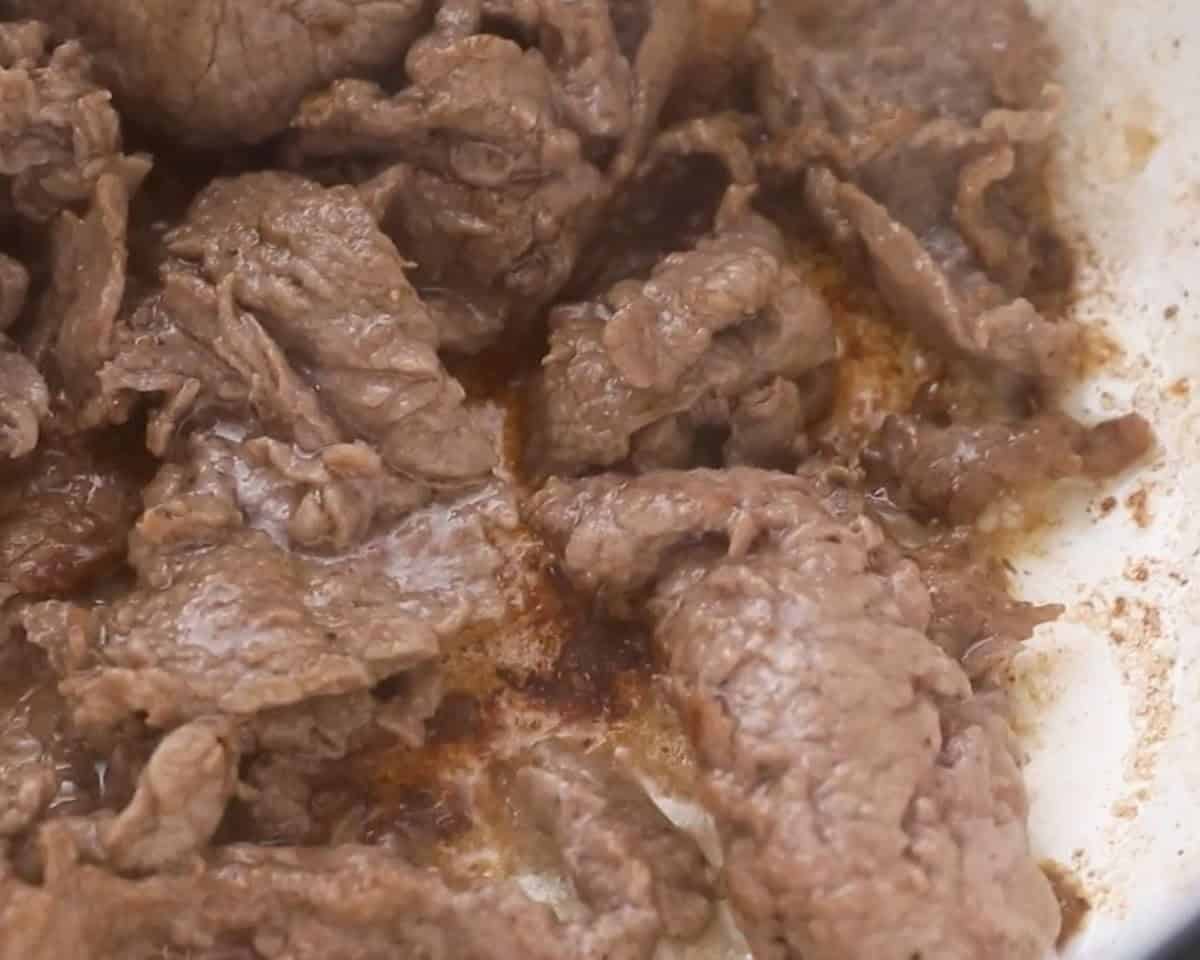 Cooking the roast beef.