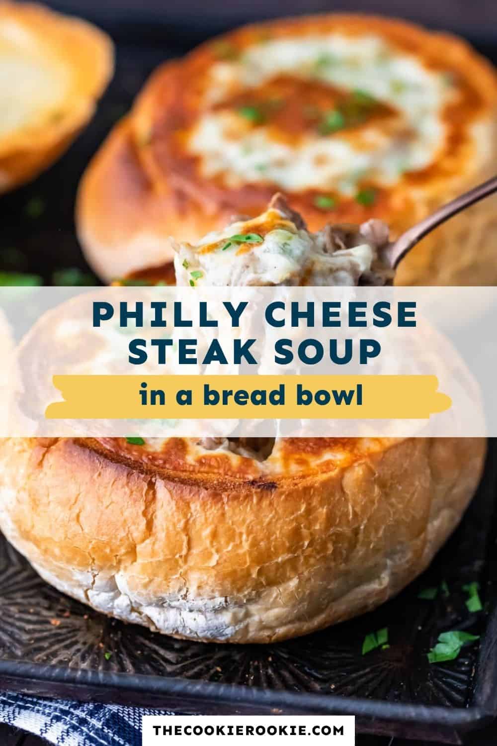 philly cheese steak soup pin image