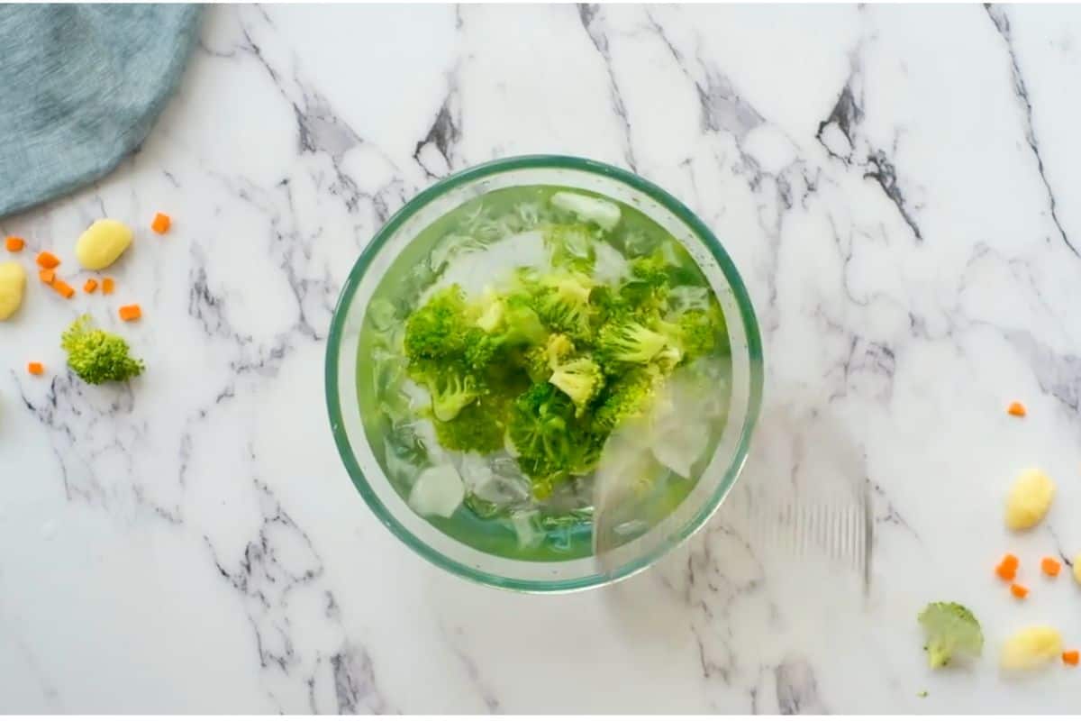 broccoli in ice water bath