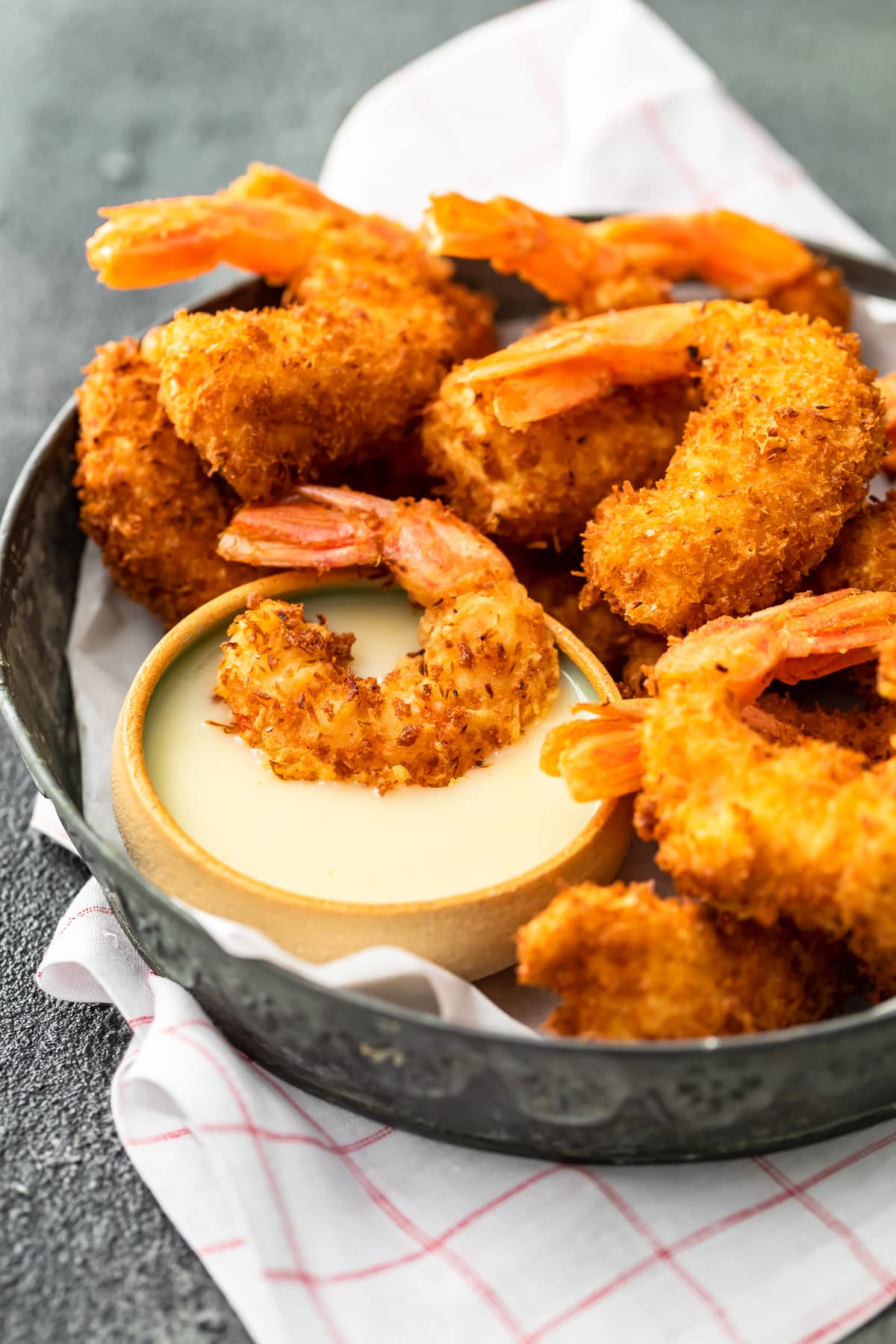 crispy fried shrimp with a coconut shrimp sauce