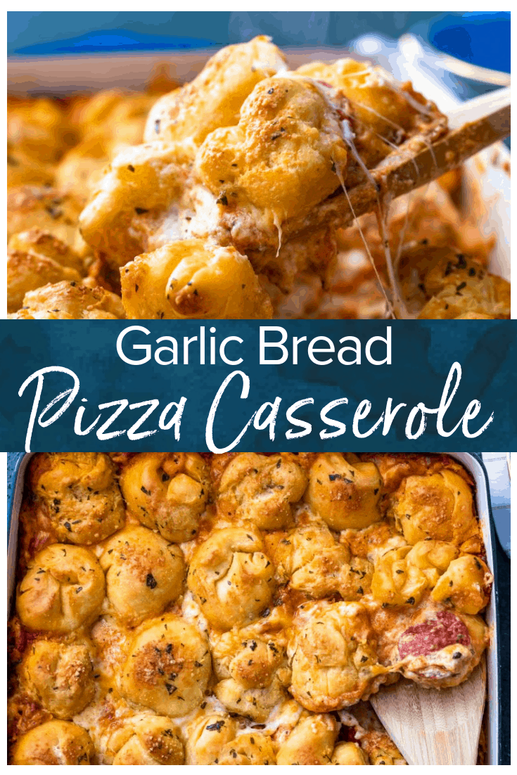 Garlic Bread Pepperoni Pizza Casserole Recipe {VIDEO!!!}