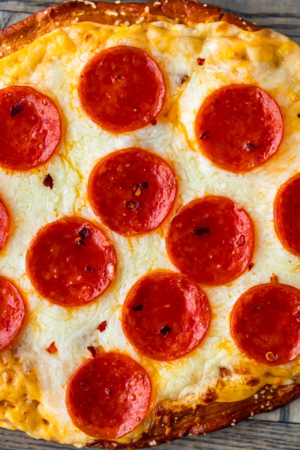 Soft Pretzel Crust Pizza with Cheese Sauce (Little Caesar's Copycat)