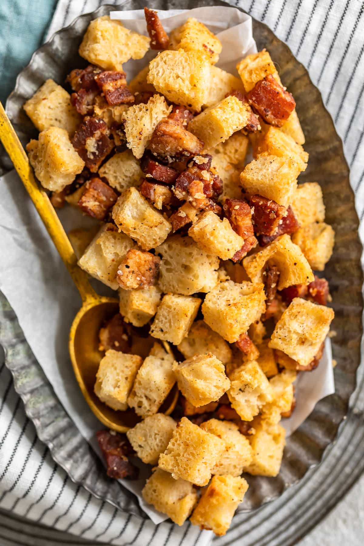 croutons and bacon bits