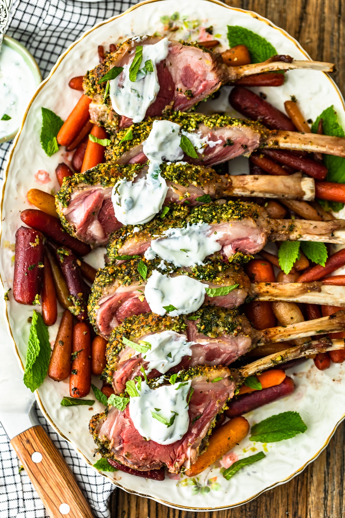 Herb Crusted Rack of Lamb Recipe with Mint Yogurt Sauce