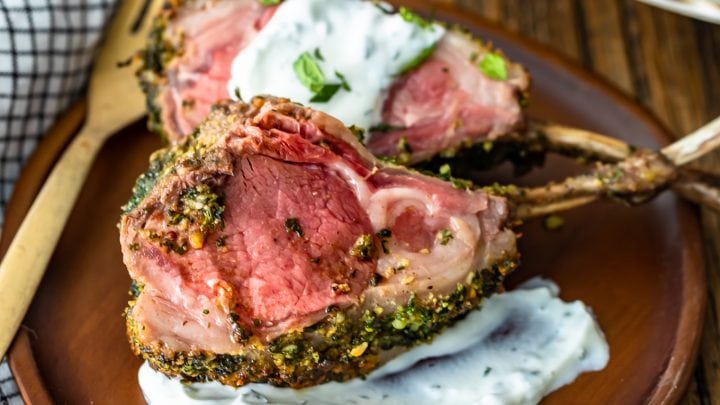 Herb Crusted Rack of Lamb Recipe with Mint Yogurt Sauce