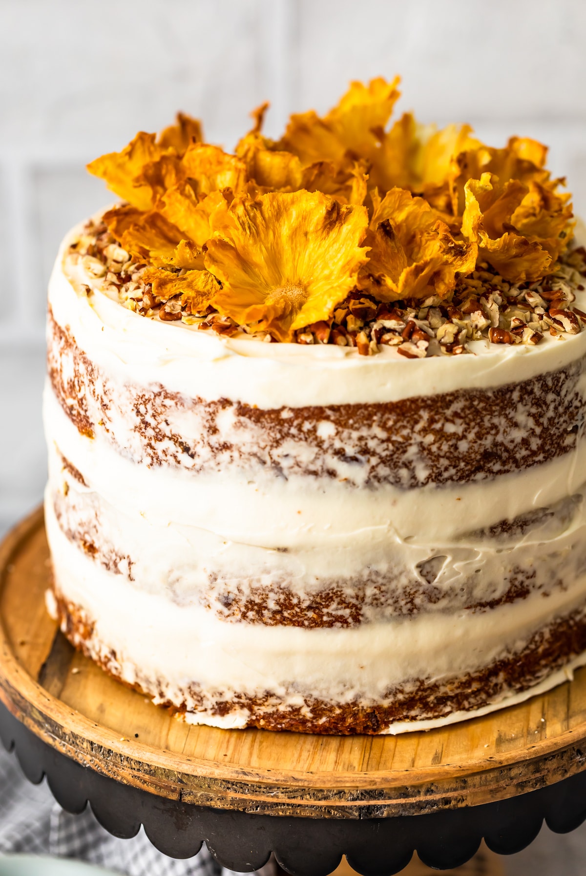 hummingbird cake topped with pineapple flowers