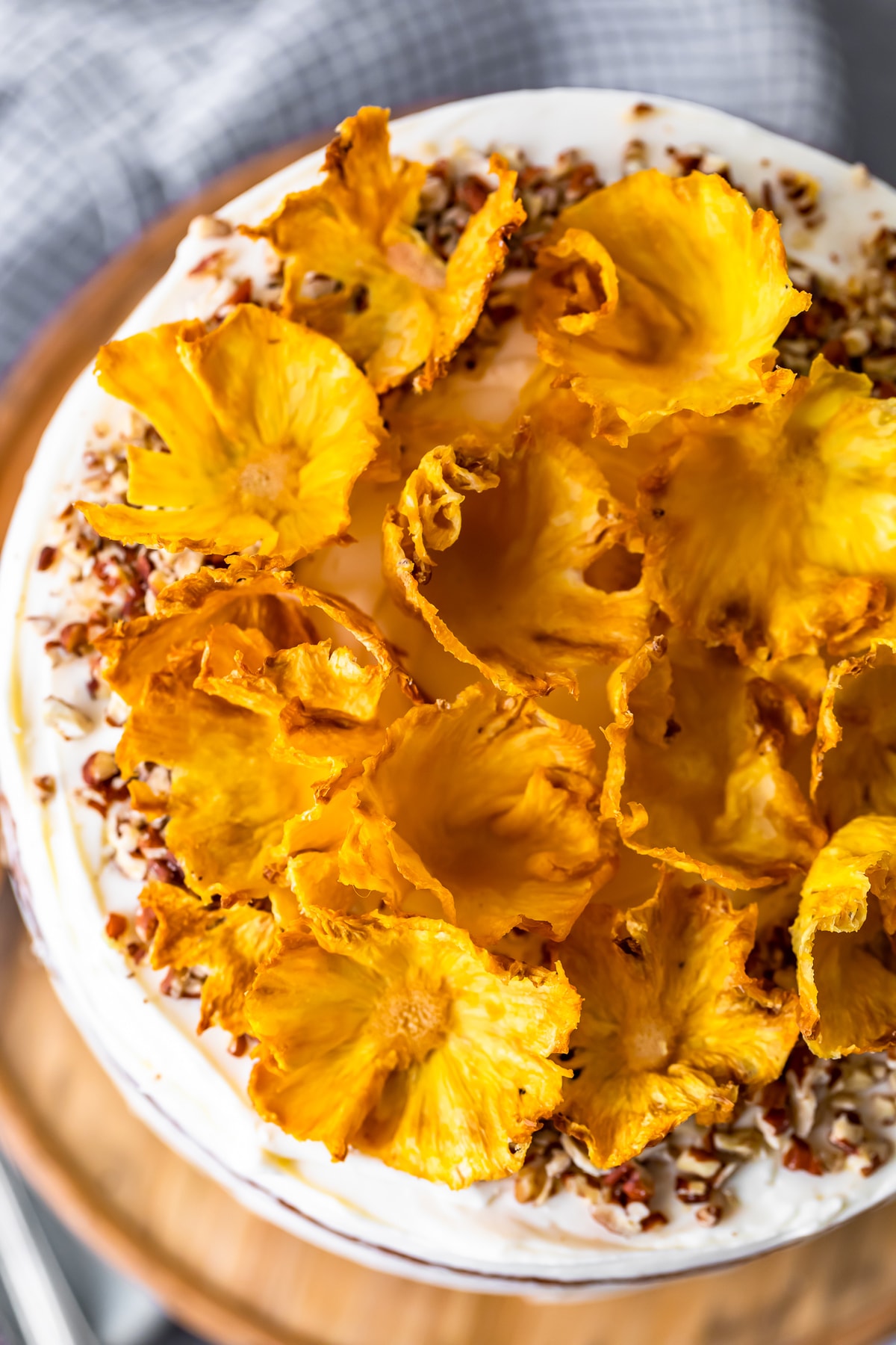 pineapple flowers on top of a hummingbird cake