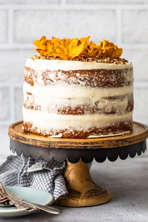 frosted easter cake on a cake stand