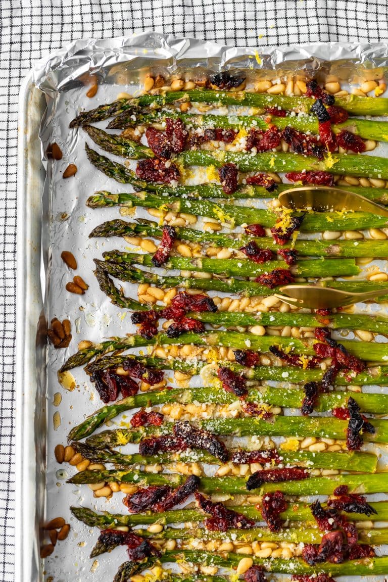 Oven Roasted Asparagus with Sun Dried Tomatoes (VIDEO!!)