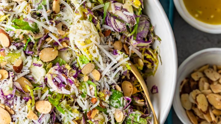 Shaved Brussels Sprout Salad with Honey Lemon Dijon Vinaigrette