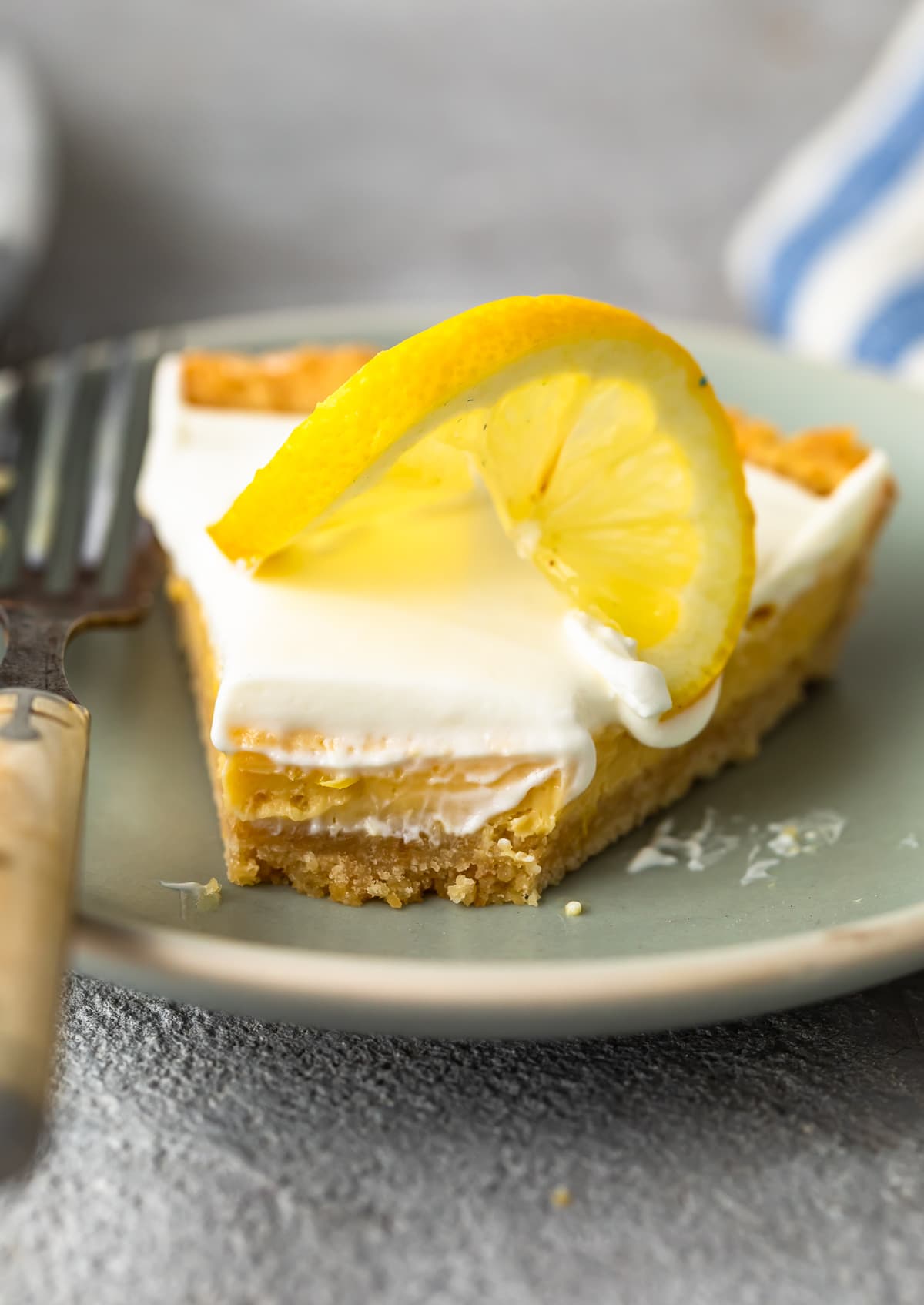 sour cream lemon pie on a plate