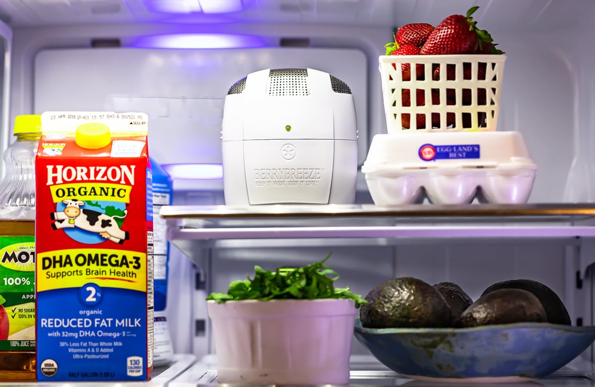 shelves inside of a refrigerator filled with food