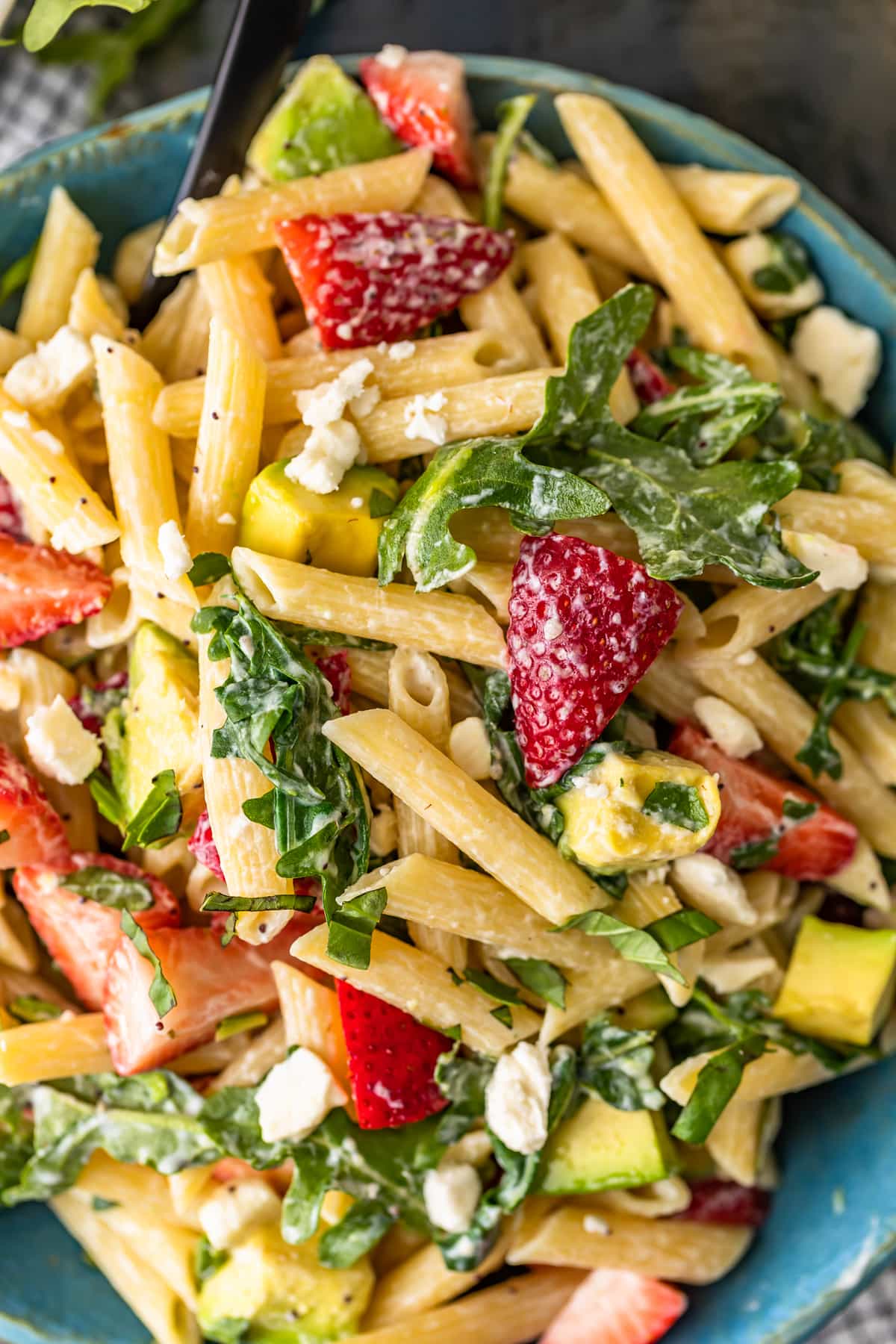 strawberry avocado pasta salad