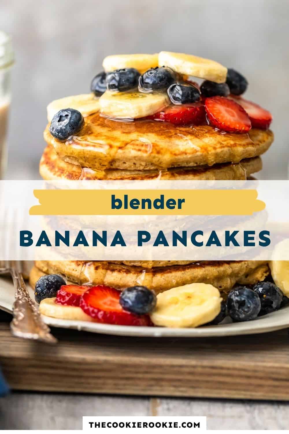 blender banana pancakes pin image