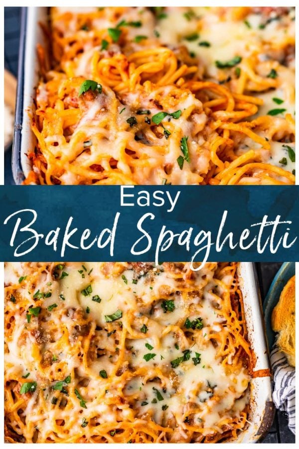 Baked Spaghetti is a cheesy, tasty, easy dinner for any night of the week. This super easy baked spaghetti recipe is something the whole family is sure to love!