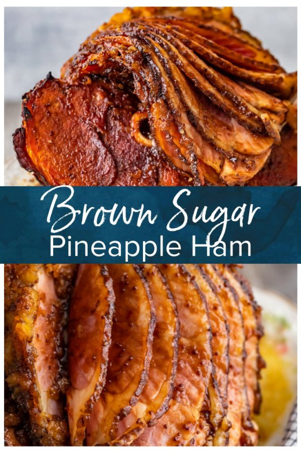 This Brown Sugar Pineapple Ham is the perfect Easter Ham recipe! We made a delicious cola and brown sugar glaze for ham, and combined it with crushed pineapples. This spiral ham is easy to make, and filled with SO much flavor! #thecookierookie #easter #ham #easterdinner #hamrecipes #glazedham #maindish