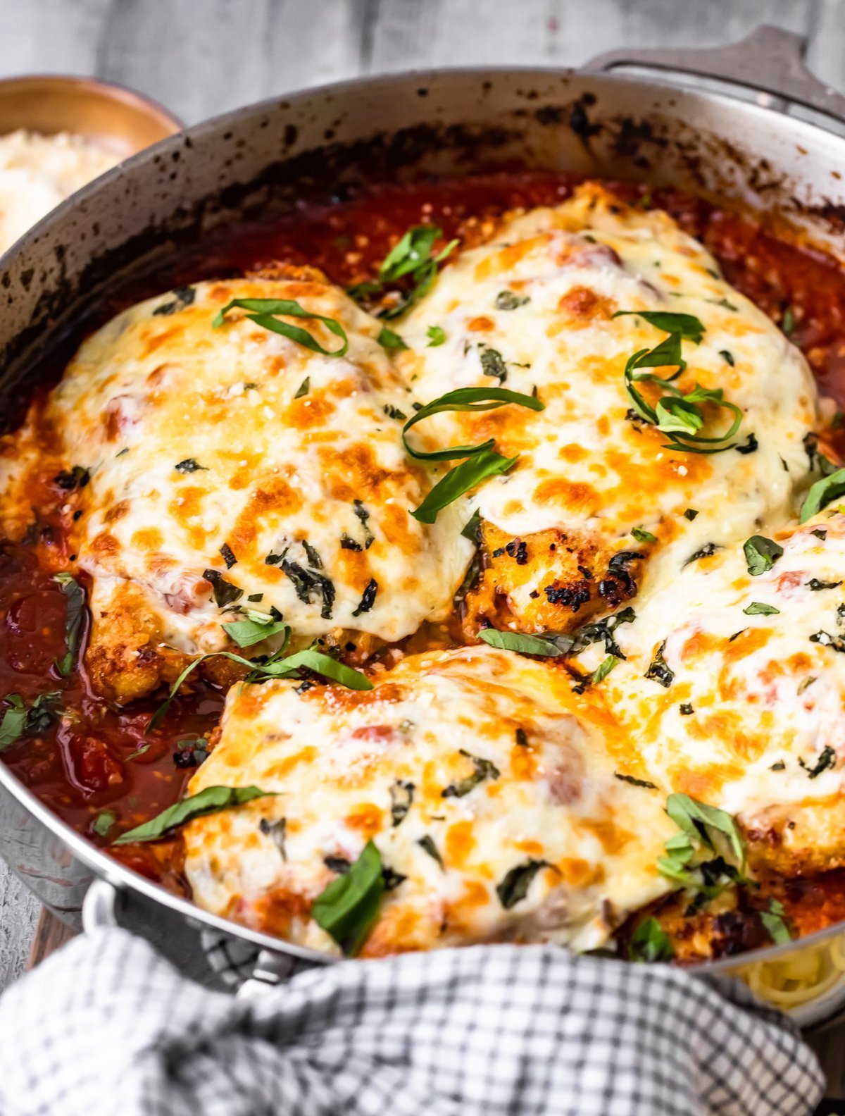chicken parmesan topped with cheese