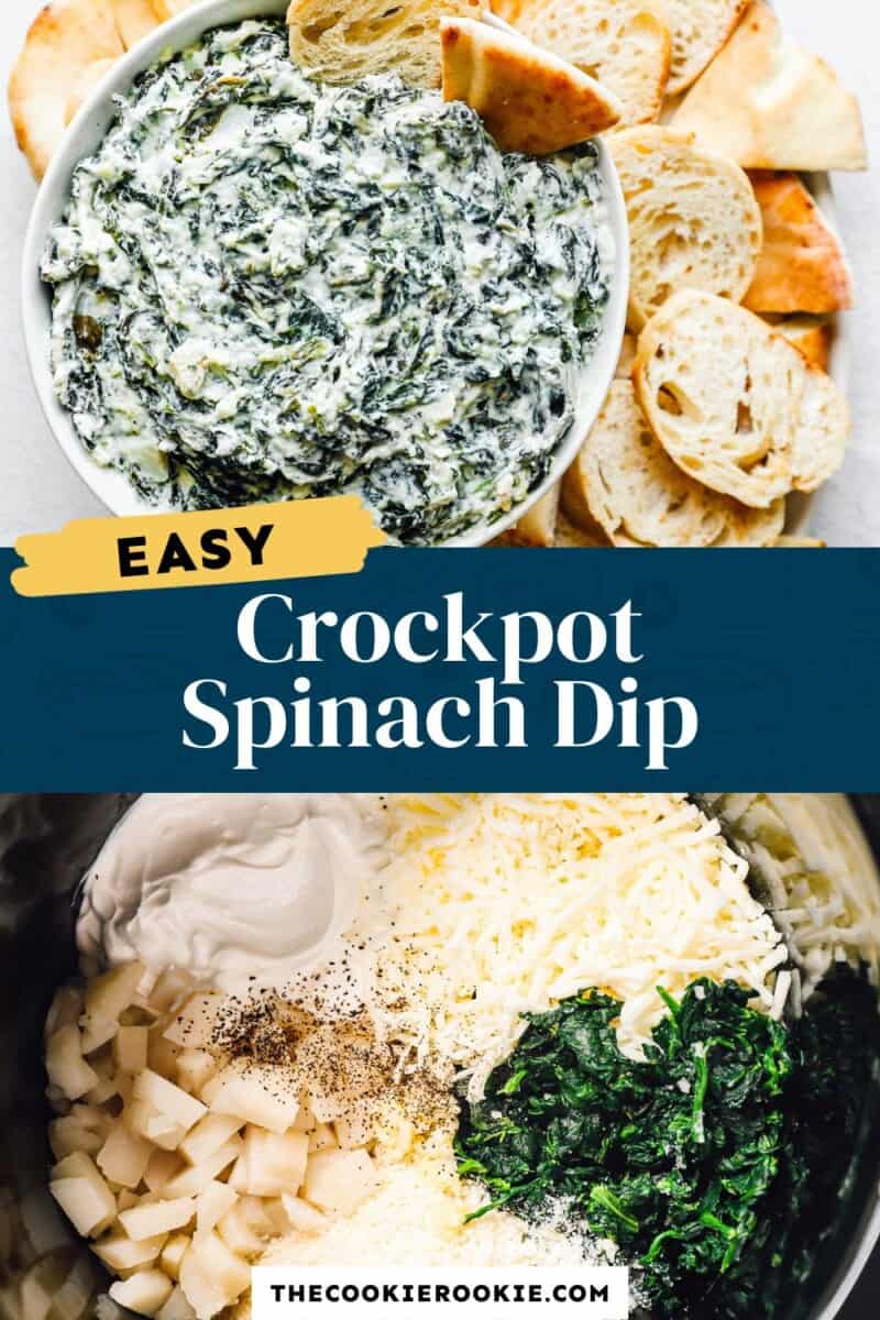 Crockpot Spinach Dip {Healthy Spinach Dip} - The Cookie Rookie (VIDEO)