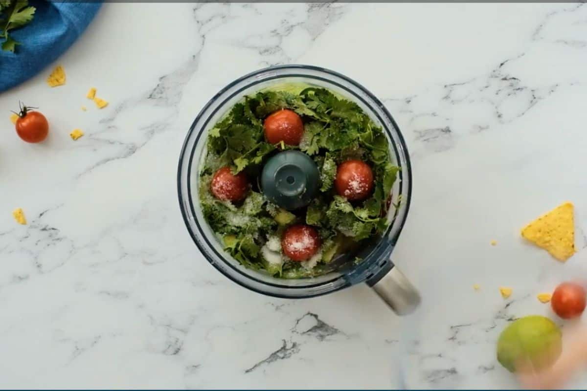 added all ingredients of guacamole in food processor