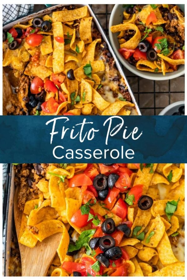 Frito Pie Casserole is an easy recipe with all the best Tex Mex flavors! Layer up the corn chips, beef, cheese, and more in a delicious dish that's perfect for weeknight dinners. Everyone will LOVE this Frito Pie recipe! #thecookierookie #fritopie #texmex #cincodemayo #casseroles