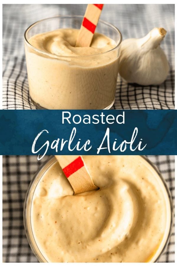 Garlic Aioli is a super flavorful sauce that goes with so many recipes. This creamy Roasted Garlic Aioli recipe is easy, tasty, and slightly addicting. It's one of my favorite dips for fries, and goes perfectly with vegetables, chicken, fish, and more! Let me show you how to make the BEST aioli! #thecookierookie #aioli #garlic #sauce #dippingsauce