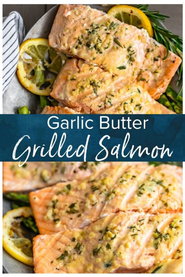 Garlic Butter Salmon is a simple and healthy dish you'll want to be making all summer long! This easy grilled salmon recipe is one of the best and most flavorful. The garlic lemon butter salmon is so light and tasty, and it is just perfect paired with our grilled lemon butter asparagus! #thecookierookie #salmon #grilledsalmon #healthy #grilledrecipes