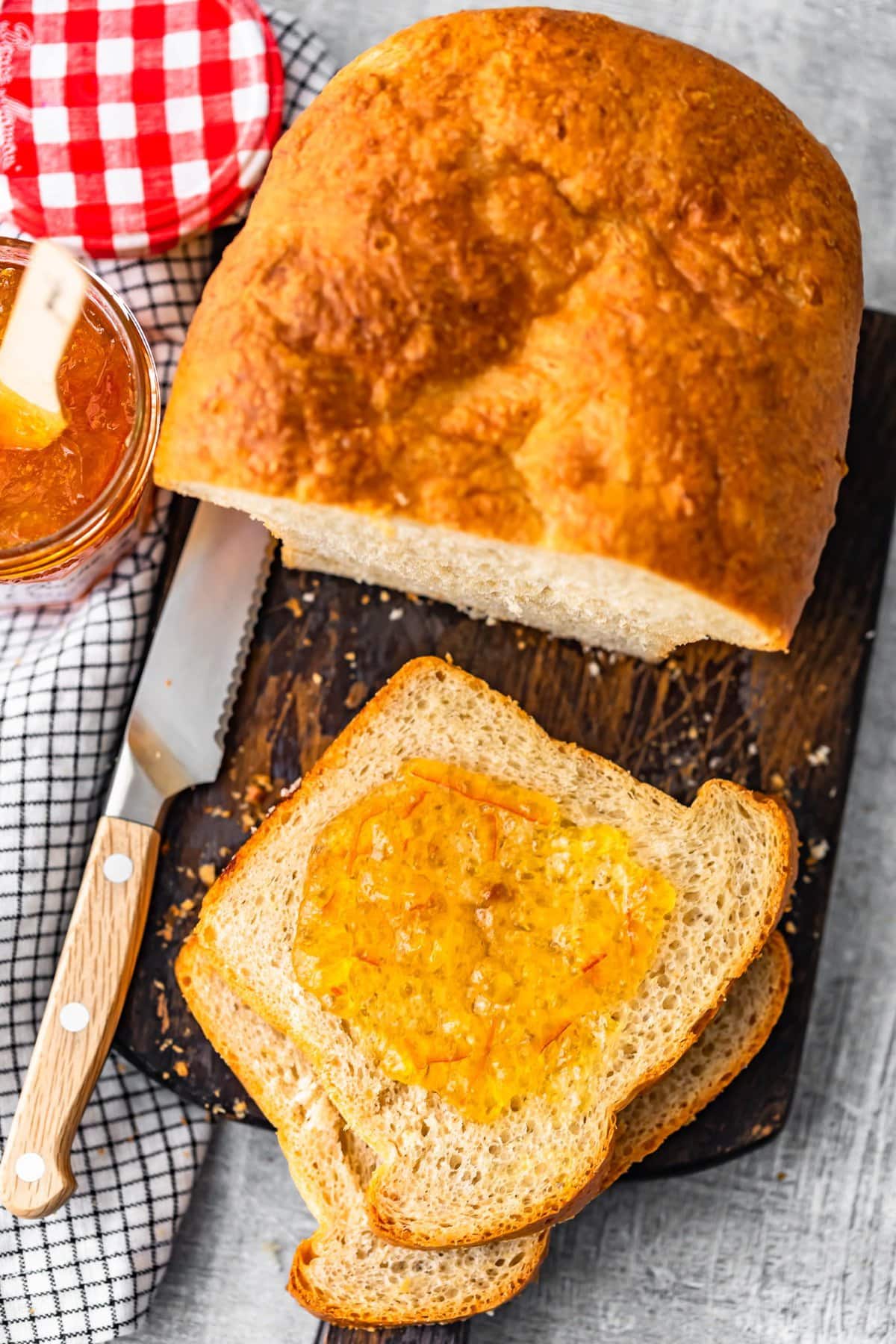 sandwich bread topped with orange marmalade