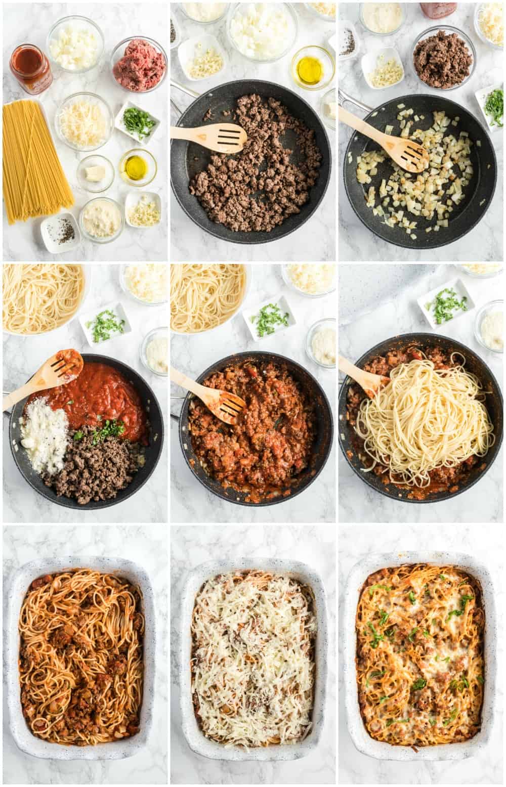 how to make baked spaghetti. step by step photos of making baked spaghetti