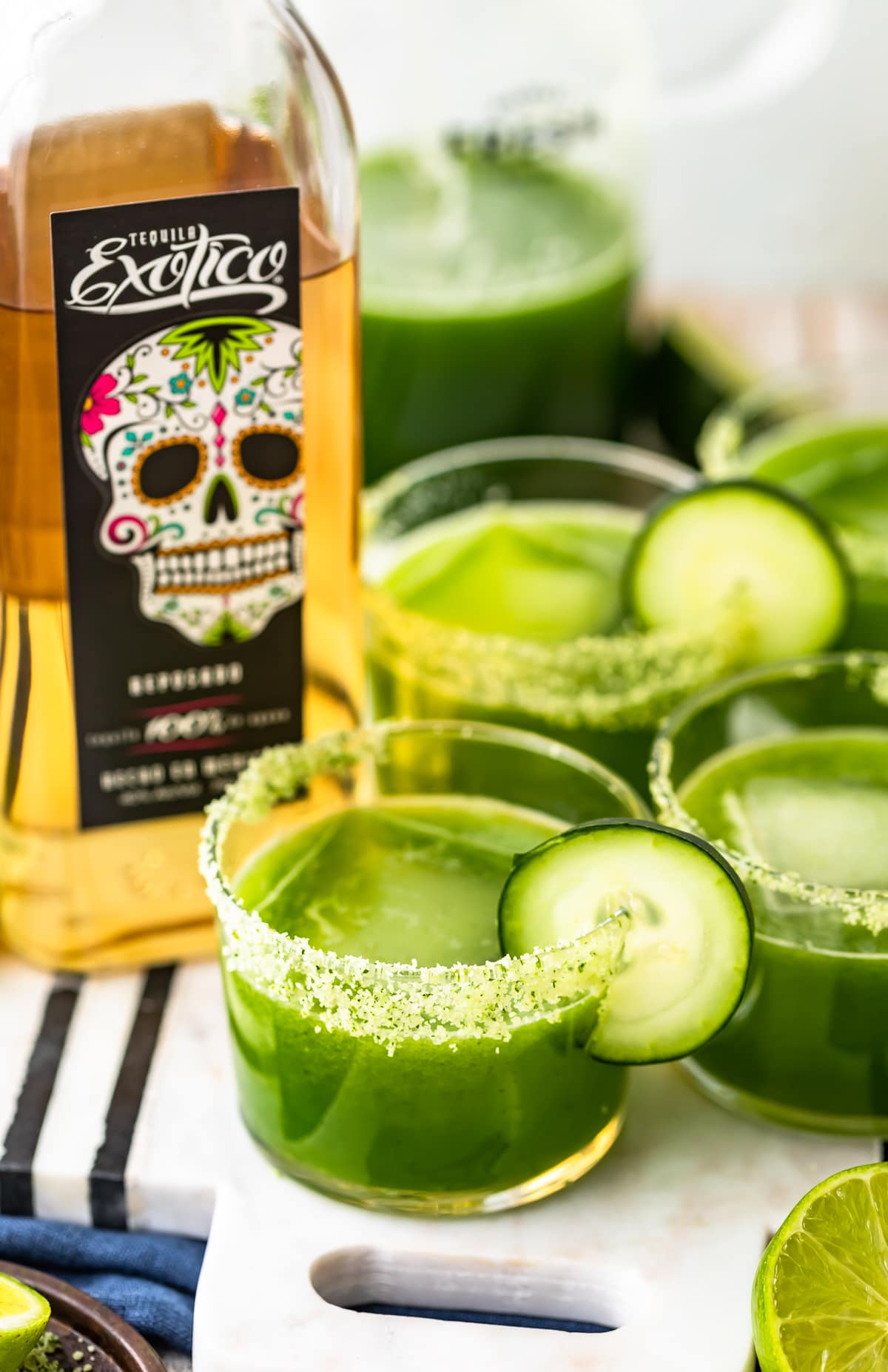 spicy cucumber margaritas made with exotico tequila