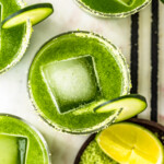 Cucumber Jalapeno Margaritas are the perfect mix of fresh and fun. This Spicy Cucumber Margarita recipe has the best flavor! Make this spicy margarita recipe for Cinco de Mayo, or any summertime gathering. Everyone will love this cocktail!