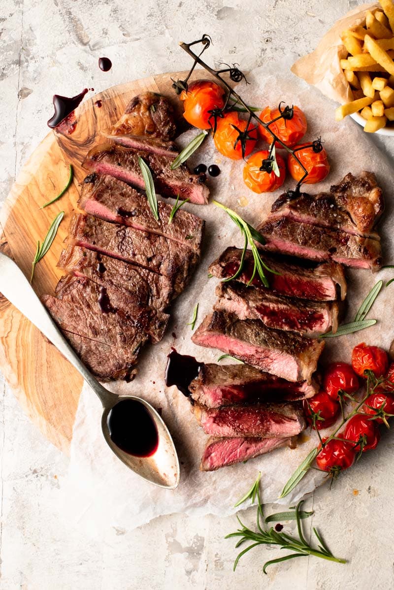 Pan-Roasted New York Strip with Cabernet Shallot Confit