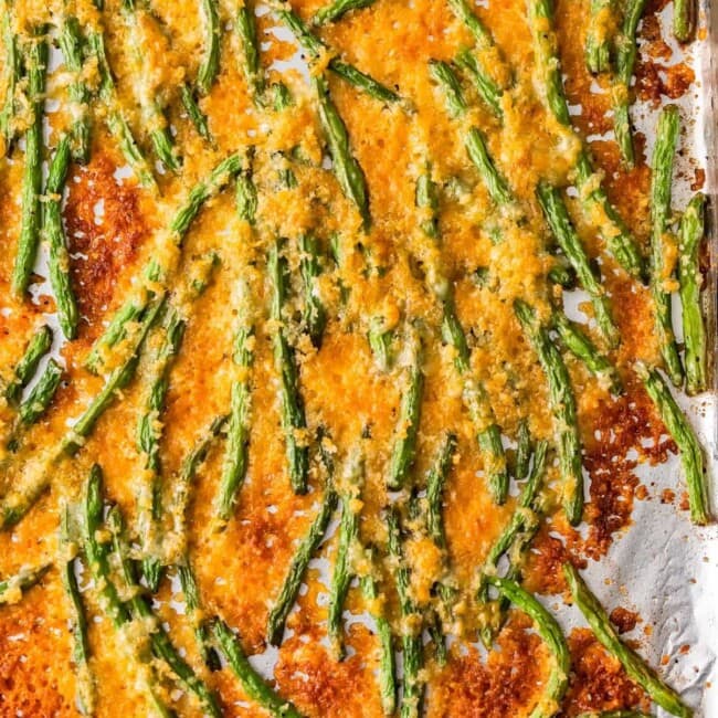 cheesy green beans on foil
