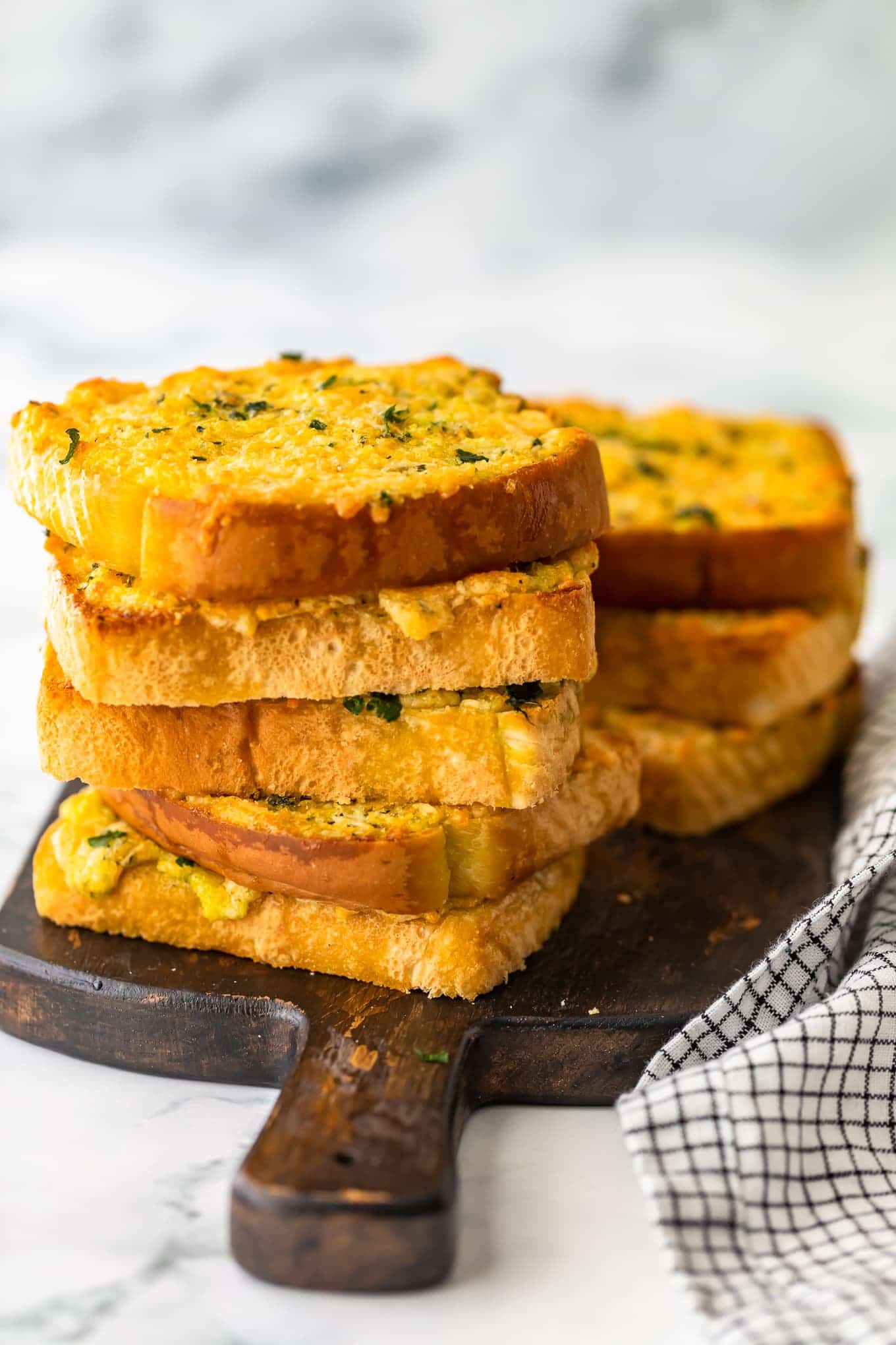 stacked texas toast garlic bread with cheese