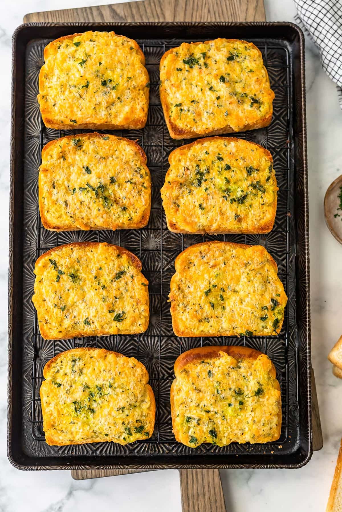 texas toast garlic bread on a baking sheet