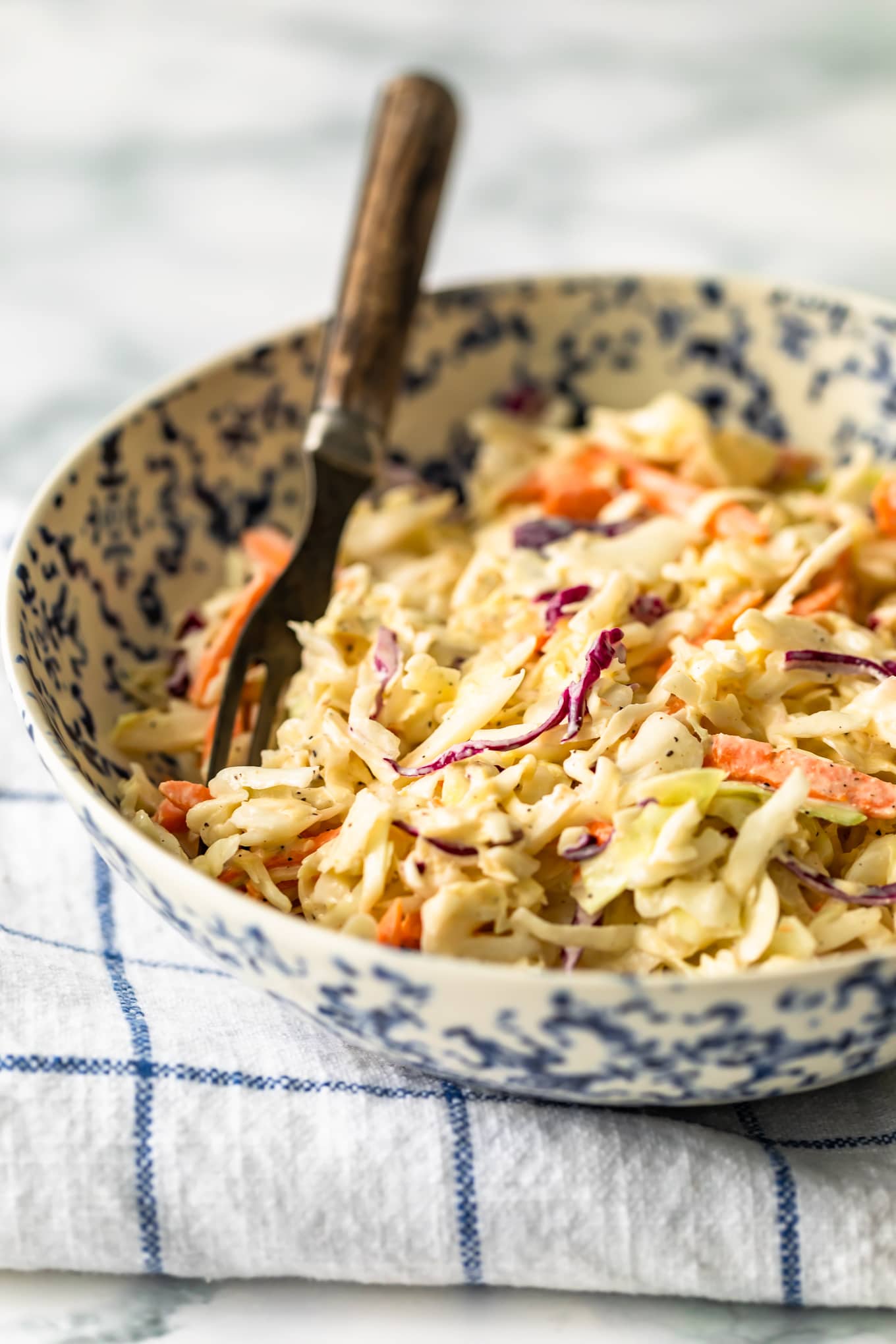 a bowl of homemade coleslaw