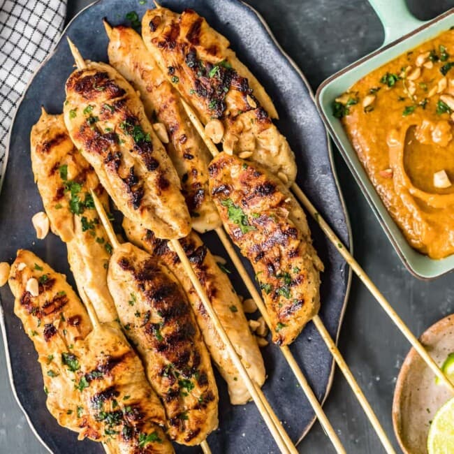 chicken satay on skewers