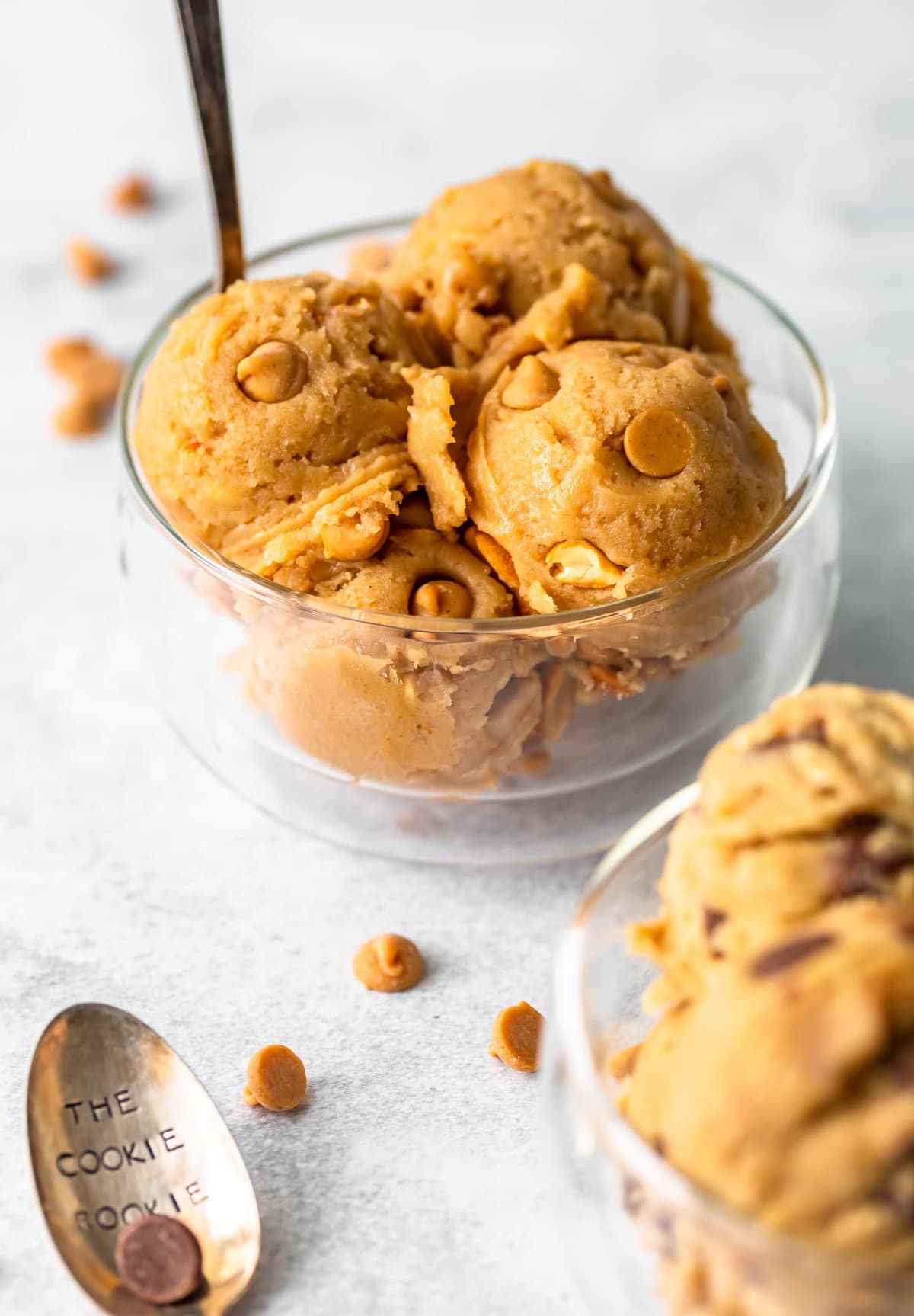 a bowl of peanut butter cookie dough